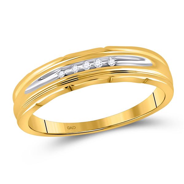 Mens Diamond Wedding Band Ring 1/20 Cttw 10kt Yellow Gold