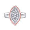 Image 2 : Diamond Rope Marquise-shape Cluster Ring 3/8 Cttw 10kt Two-tone Gold