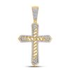 Image 1 : Mens Diamond Cuban Link Cross Charm Pendant 1/2 Cttw 10kt Yellow Gold