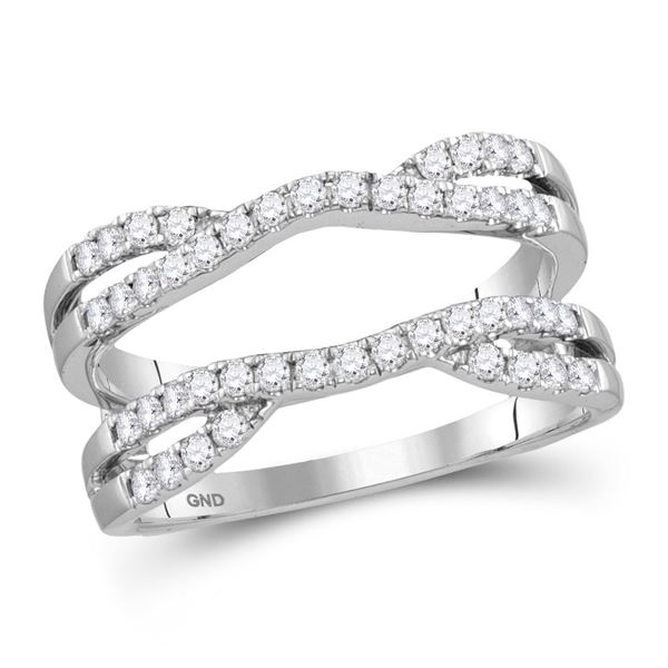 Diamond Wedding Wrap Ring Guard Enhancer 1/2 Cttw 14kt White Gold