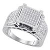 Image 1 : Diamond Square Cluster Ring 3/8 Cttw Sterling Silver