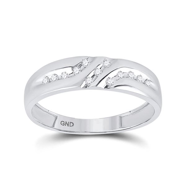 Mens Diamond Wedding Band Ring 1/8 Cttw 14kt White Gold