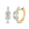 Image 1 : Baguette Diamond Hoop Earrings 1/3 Cttw 14kt Yellow Gold