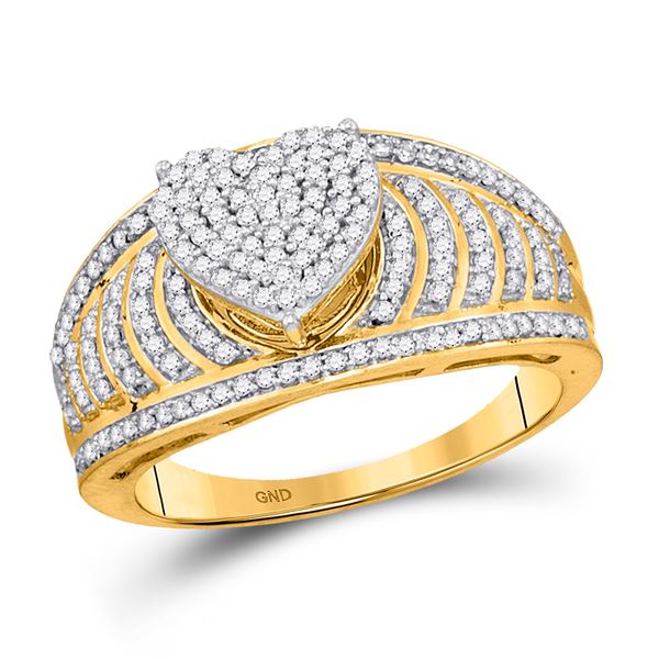 Diamond Heart Cluster Ring 1/2 Cttw 10kt Yellow Gold