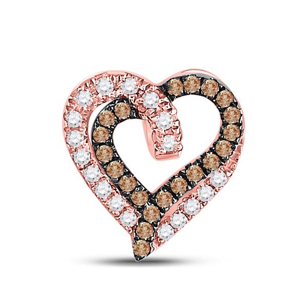 Brown Diamond Heart Pendant 1/3 Cttw 10kt Rose Gold