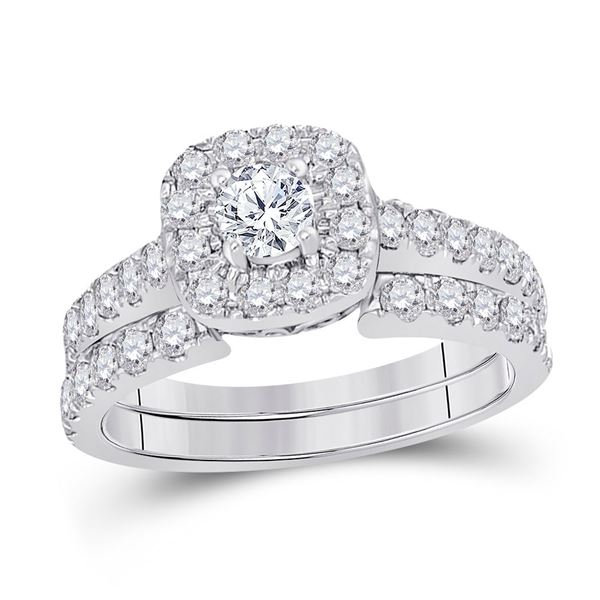 Diamond Bridal Wedding Ring Band Set 1-3/8  14kt White Gold