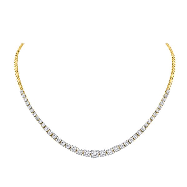 Diamond Tennis Fashion Cluster Necklace 2-1/3 Cttw 14kt Yellow Gold