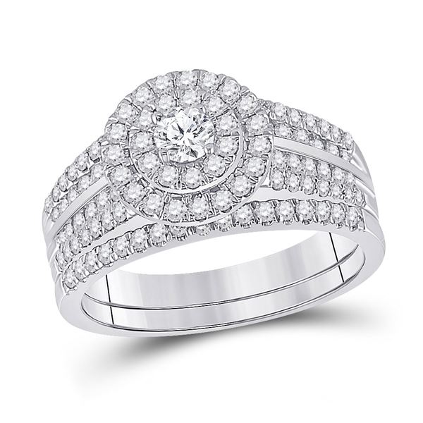 Diamond Bridal Wedding Ring Band Set 1 Cttw 10kt White Gold