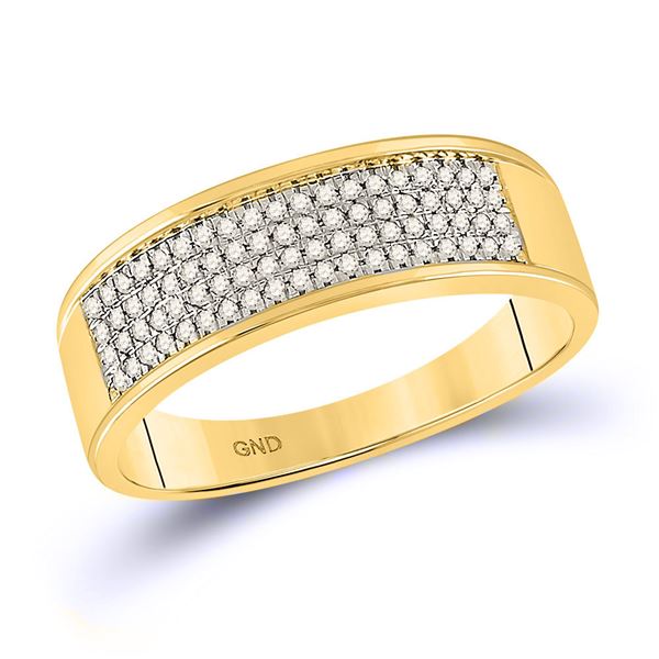 Mens Diamond Wedding Band Ring 1/4 Cttw 10kt Yellow Gold