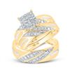 Image 1 : His Hers Diamond Square Matching Wedding Set 5/8 Cttw 10kt Yellow Gold