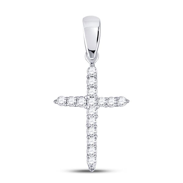 Diamond Cross Pendant 1/6 Cttw 10kt White Gold