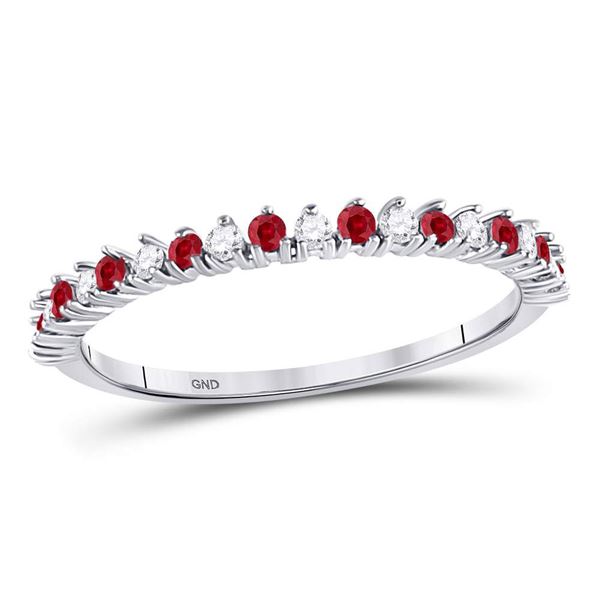 Ruby Diamond Stackable Band Ring 1/4 Cttw 10kt White Gold