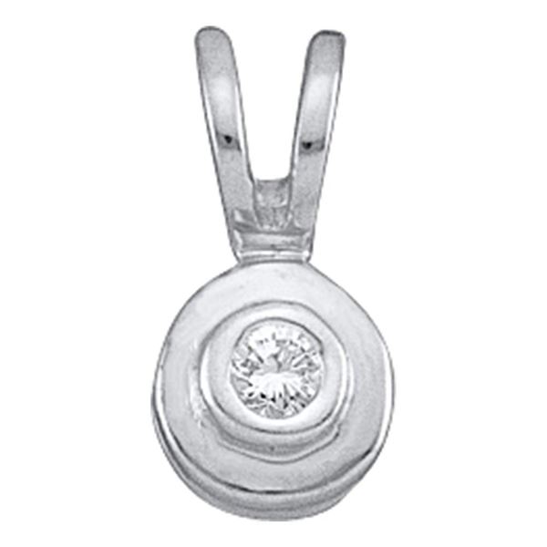 Diamond Solitaire Circle Pendant .03 Cttw 10kt White Gold