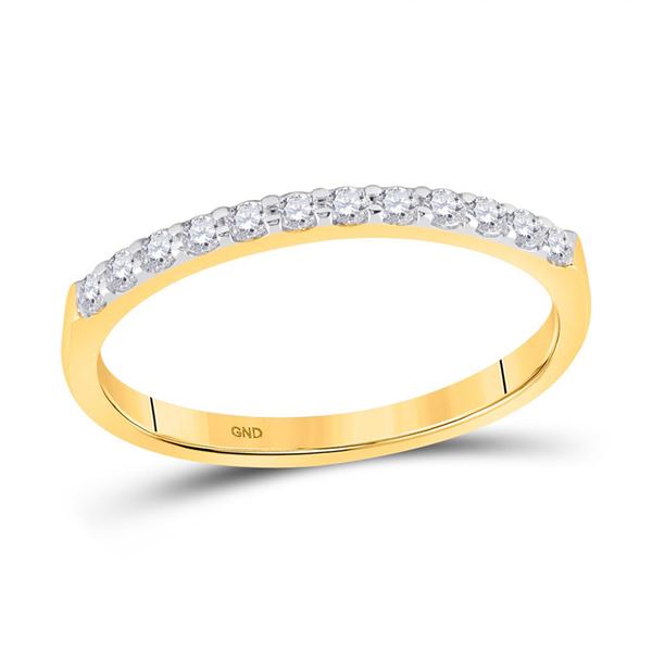 Pave-set Diamond Single Row Wedding Band 1/4 Cttw 14kt Yellow Gold