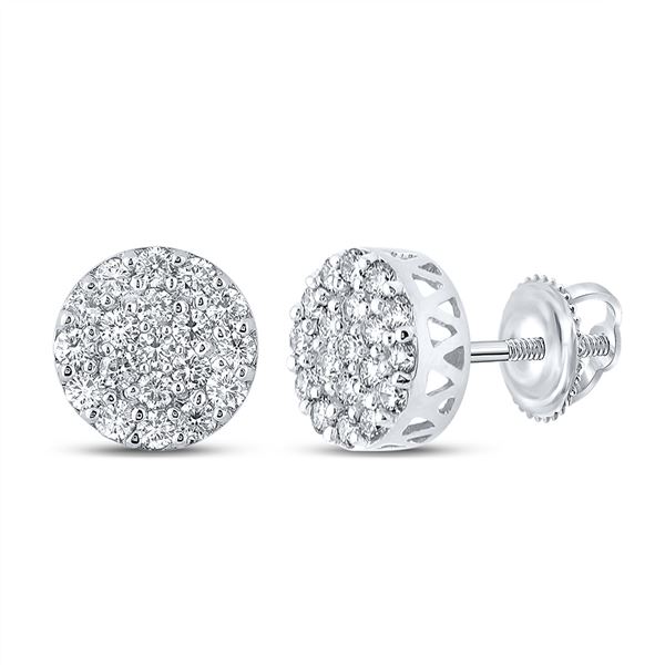 Mens Diamond Cluster Earrings 5/8 Cttw 10kt White Gold