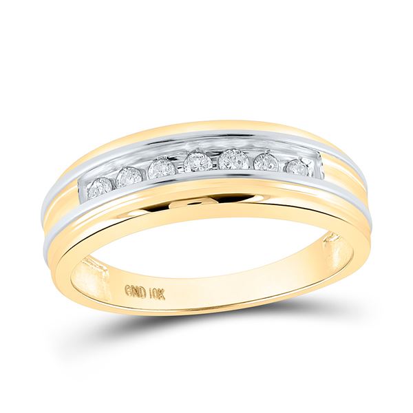 Mens Diamond Single Row Band Ring 1/4 Cttw 10kt Two-tone Gold