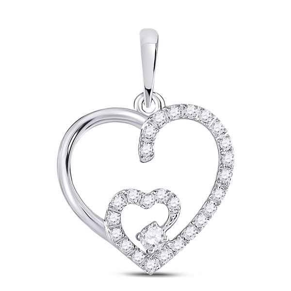 Diamond Fashion Heart Pendant 1/10 Cttw 10kt White Gold