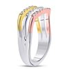 Image 3 : Diamond Triple Row Band Ring 1/4 Cttw 10kt Tri-Tone Gold