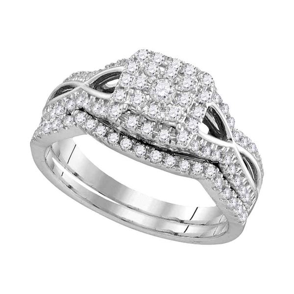 Diamond Bridal Wedding Ring Band Set 1/2 Cttw 14kt White Gold