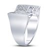 Image 3 : Sterling Silver Mens Diamond Domed Rectangle Cluster Ring 1/8 Cttw Sterling Silver