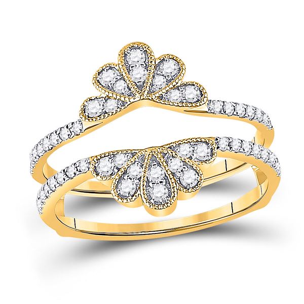 Diamond Wedding Wrap Ring Guard Enhancer 3/8 Cttw 14kt Yellow Gold