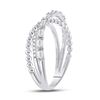 Image 3 : Baguette Diamond Crossover Band Ring 1/3 Cttw 14kt White Gold