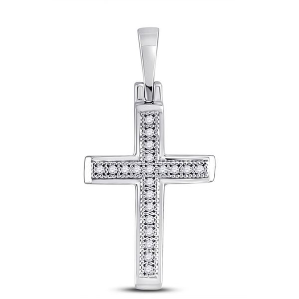 Diamond Cross Pendant 1/20 Cttw 10kt White Gold