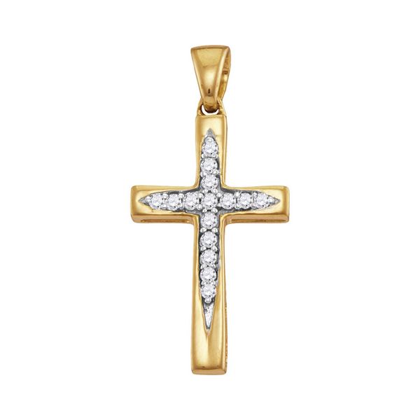 Diamond Cross Pendant 1/10 Cttw 10kt Yellow Gold