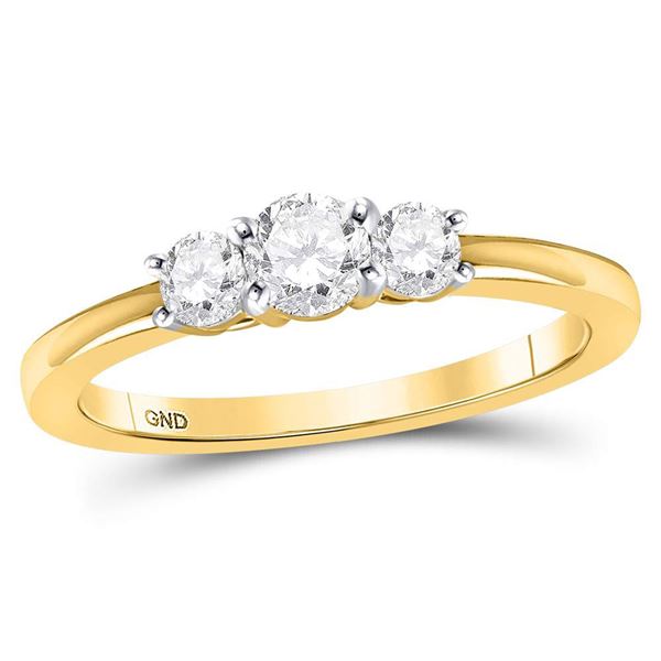 Diamond 3-stone Bridal Wedding Engagement Ring 1/2 Cttw 14kt Yellow Gold