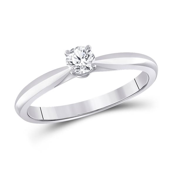 Diamond Solitaire Bridal Wedding Engagement Ring 1/4 Cttw 14kt White Gold