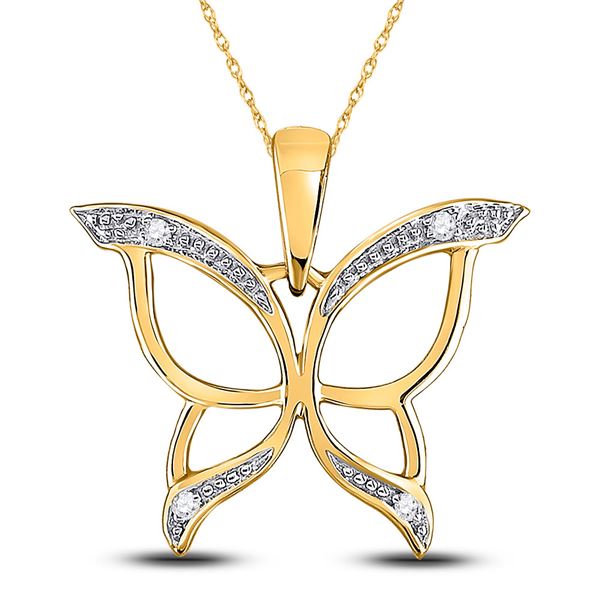 Diamond Butterfly Bug Pendant .03 Cttw 10kt Yellow Gold