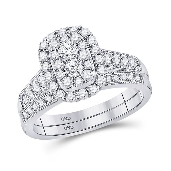 Diamond Bridal Wedding Ring Band Set 1 Cttw 10kt White Gold