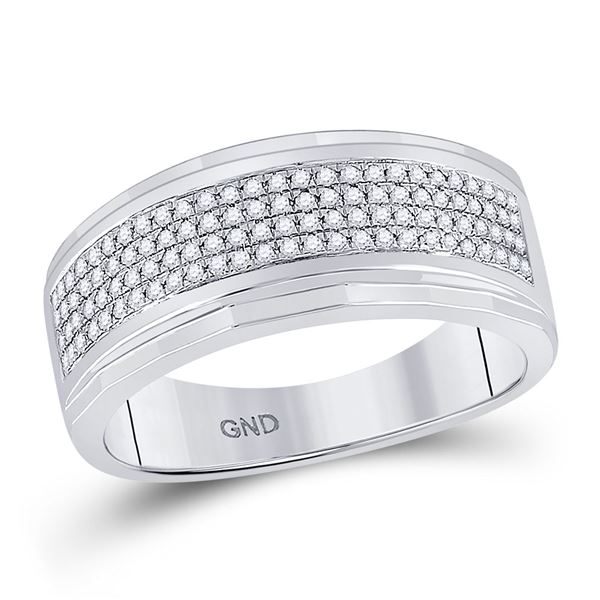 Mens Diamond Pave Band Ring 1/3 Cttw 10kt White Gold