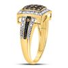 Image 3 : Brown Diamond Square Cluster Ring 1/2 Cttw 10kt Yellow Gold