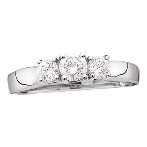 Diamond 3-stone Bridal Wedding Engagement Ring 1/2 Cttw 14kt White Gold