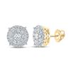 Image 1 : Mens Diamond Cluster Earrings 5/8 Cttw 10kt Yellow Gold