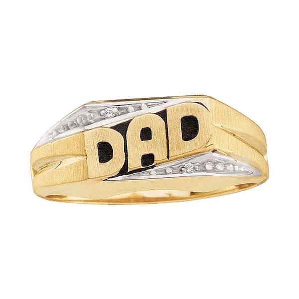 Mens Diamond Dad Father Ring .01 Cttw 14kt Yellow Gold