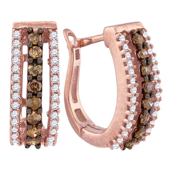 Pave Hoop Earrings 1/2 Cttw 10k Rose Gold