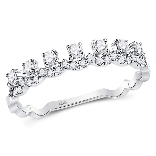 Diamond Stackable Band Ring 1/3 Cttw 10kt White Gold