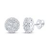 Image 1 : Mens Diamond Cluster Earrings 7/8 Cttw 10kt White Gold