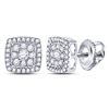 Image 1 : Diamond Square Cluster Earrings 1/3 Cttw 14kt White Gold