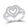 Image 1 : Diamond Nested Double Heart Ring 1/20 Cttw Sterling Silver