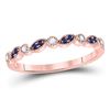 Image 1 : Blue Sapphire Diamond Stackable Band Ring 1/10 Cttw 10kt Rose Gold