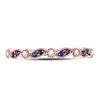 Image 2 : Blue Sapphire Diamond Stackable Band Ring 1/10 Cttw 10kt Rose Gold