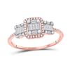 Image 1 : Baguette Diamond Triple Cluster Ring 3/8 Cttw 14kt Rose Gold