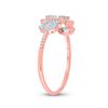 Image 3 : Baguette Diamond Triple Cluster Ring 3/8 Cttw 14kt Rose Gold