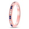 Image 3 : Blue Sapphire Diamond Milgrain Stackable Band Ring 1/4 Cttw 10kt Rose Gold