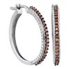 Image 1 : Brown Diamond Single Row Hoop Earrings 1/2 Cttw 10kt White Gold