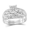 Image 2 : His Hers Diamond Square Matching Wedding Set 1/3 Cttw 10kt White Gold