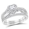 Image 1 : Heart Diamond Bridal Wedding Ring Band Set 7/8 Cttw 14kt White Gold